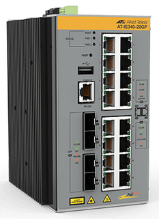 Allied Telesis 16 x 10/100/1000T POE+ ports,  4 x 100/1000X SFP, advanced L3 industrial switch, DC power supplies. Requires purchase of Net.Cover for Support and Software Updates.