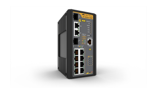 Allied Telesis Industrial managed PoE+ switch, 8 x 10/100/1000TX PoE+ ports and 2 x 100/1000X SFP combo, DC power supplies