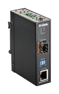 DLINK Industrial Media Converter 100/1000 Mbps SFP to 100/1000 Mbps RJ45, operating temp up to 70?C, DIN Rail mountable