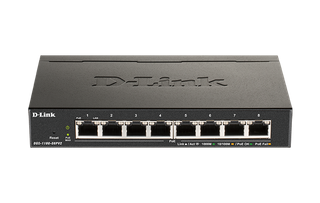 DLINK 8-Port Gigabit Smart Managed Switch with 8 PoE+ ports. PoE budget 64W.