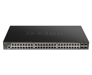 DLINK 52-Port Gigabit Smart Managed PoE+ Switch with 48 PoE+ RJ45 and 4 SFP+ 10G Ports. PoE budget 370W.