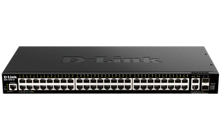 DLINK 52-Port Gigabit Smart Managed Stackable Switch with 48 1000Base-T, 2 10GBase-T and 2 SFP+ Ports.