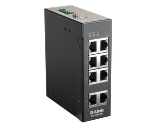 DLINK 8-Port Gigabit Industrial Switch with 8 1000BASE-T ports, operating temp up to 75?C, DIN Rail mountable