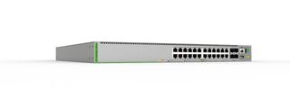 Allied Telesis 20-port 10/100/1000-T PoE+ & 4-port 100M/1G/2.5G/5G-T PoE+ stackable L3 switch, 4x SFP+ Ports and a single fixed PSU, AU Power Cord