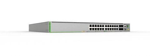 Allied Telesis 20-port 10/100/1000-T PoE+ & 4-port 100M/1G/2.5G/5G-T PoE+ stackable L3 switch, 4x SFP+ Ports and a single fixed PSU, AU Power Cord