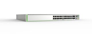 Allied Telesis 24-port 10/100/1000-T stackable L3 switch, 4x SFP+ oorts and a single fixed power supply, AU Power Cord.