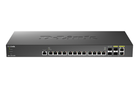 DLINK 10 Gigabit Ethernet Smart Managed Switches,12 x 10GBASE-T ports,2 x SFP+ ports, 2 x 10GBASE-T/SFP+ combo ports