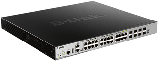 DLINK - 28-Port Gigabit xStack Layer 3+ Managed Stackable Switch with 24 PoE+ and 4 10 GbE SFP+ Ports