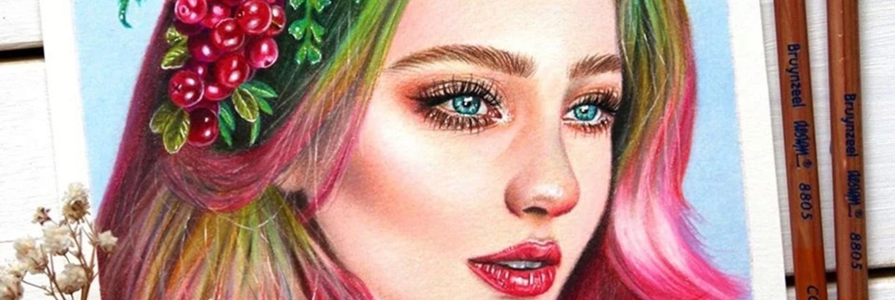 Portrait Drawing- Drawing a Beauty Girl with colored pencils