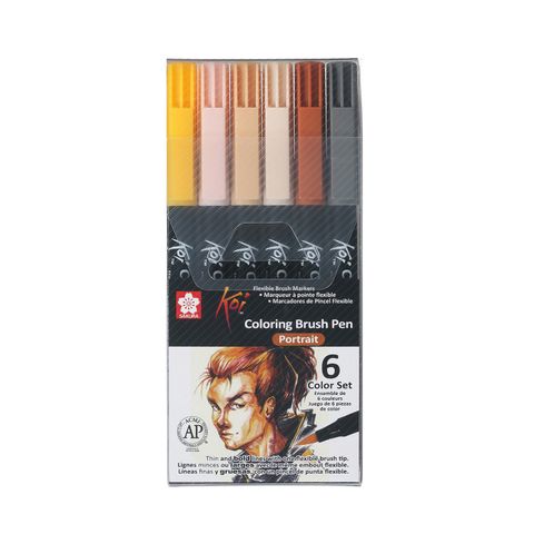 Sakura Koi Colouring Brush Pen, 6pc Set Portrait