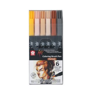 Sakura Koi Colouring Brush Pen, 6pc Set Portrait