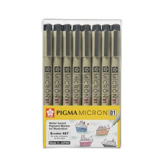 Sakura Pigma Micron 01 Pen 8pc Colour Set