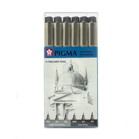 Pigma Micron Grey Drawing Set 6pc