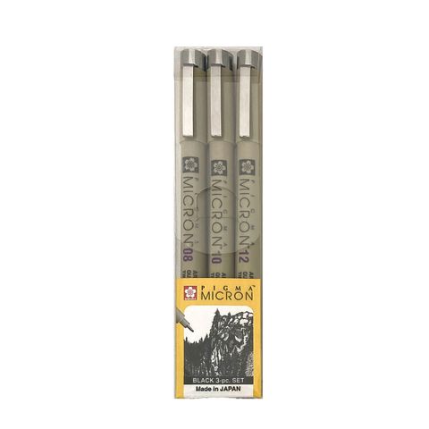 Sakura Pigma Micron 3pc Set Black 08,10,12