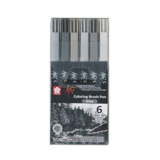 Sakura Koi Colouring Brush Pen, 6pc Set Gray