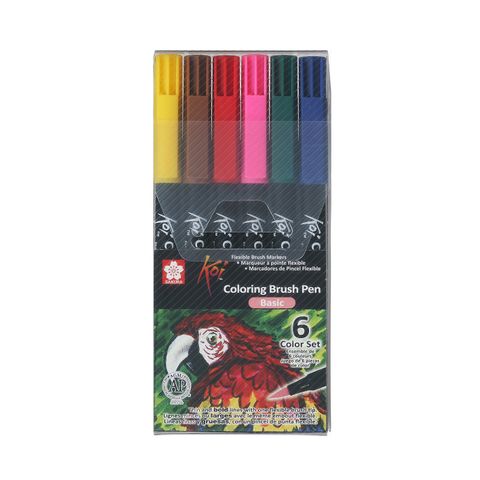 Sakura Koi Colouring Brush Pen, 6pc Set Basic