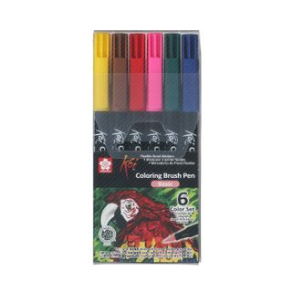 Sakura Koi Colouring Brush Pen, 6pc Set Basic