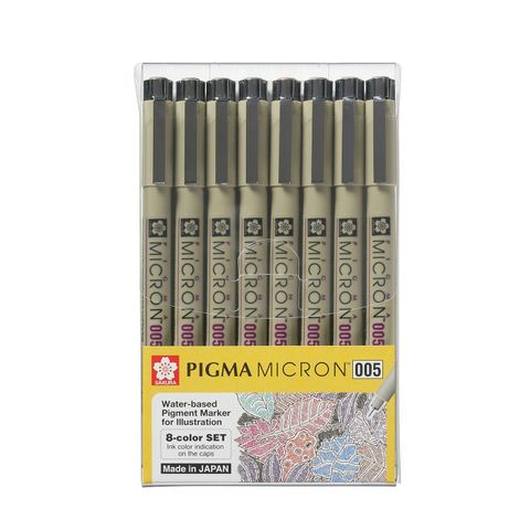 Sakura Pigma Micron 005 Pen 8pc Set Colour