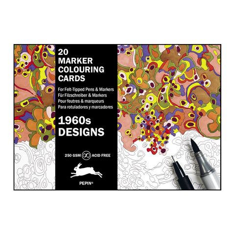 Pepin Marker Colouring Cards - 1960s Designs