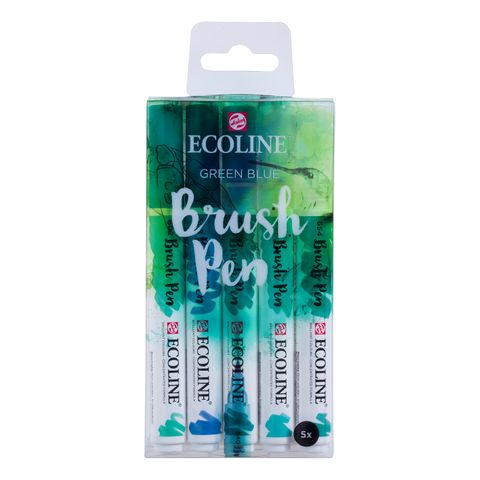 Ecoline Brushpen Set 5pc - Green Blue