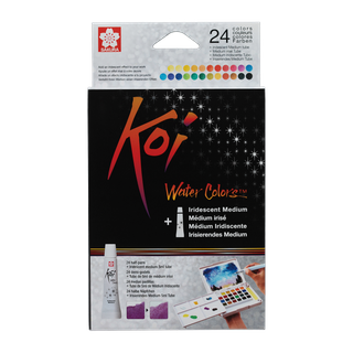 Koi Watercolour Pocket Field Sketch Box 24 colours + Iridescent Medium