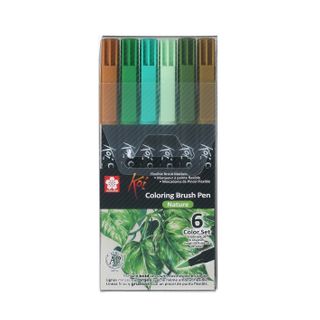 Sakura Koi Colouring Brush Pen, 6pc Set Nature