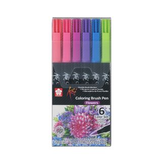 Sakura Koi Colouring Brush Pen, 6pc Set Flowers