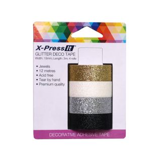 X-Press It Glitter Deco Tape Jewels 15mm x 3m x 4 rolls