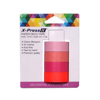 X-Press It Paper Deco Tape Cherry Blossom 15mm x 5m x 4 rolls