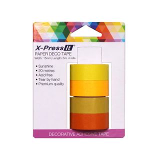 X-Press It Paper Deco Tape Sunshine 15mm x 5m x 4 rolls