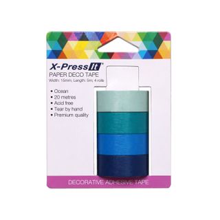 X-Press It Paper Deco Tape Ocean 15mm x 5m x 4 rolls