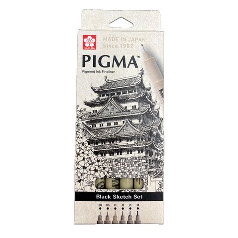 Sakura Pigma Micron 6pc Black Set A