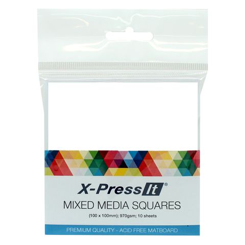 X-Press It Mixed Media Squares 10x10cm 10pk White