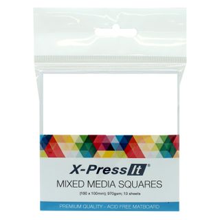 X-Press It Mixed Media Squares 10x10cm 10pk White