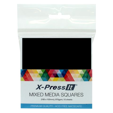 X-Press It Mixed Media Squares 10x10cm 10pk Black