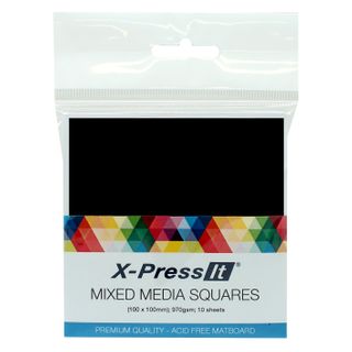 X-Press It Mixed Media Squares 10x10cm 10pk Black