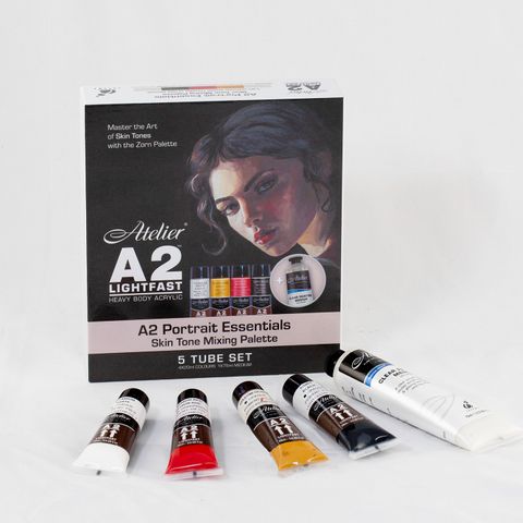 A2 Portrait Essentials: Skin Tone Palette Paint Set 4 x 20ml (inc. 1 x 75ml medium)