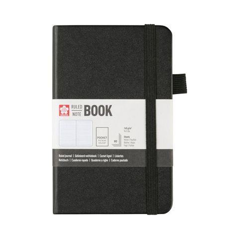 Sakura Ruled Hard Cover Notebook A6 9x14cm Black