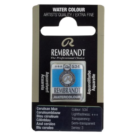 Rembrandt Watercolour Half Pan - 534 - Cerulean Bl