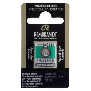 Rembrandt Watercolour Half Pan - 615 - Emerald Gre