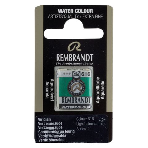 Rembrandt Watercolour Half Pan - 616 - Viridian S2