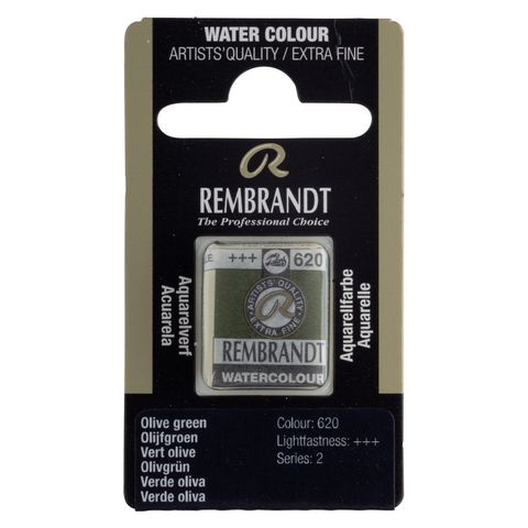 Rembrandt Watercolour Half Pan - 620 - Olive Green