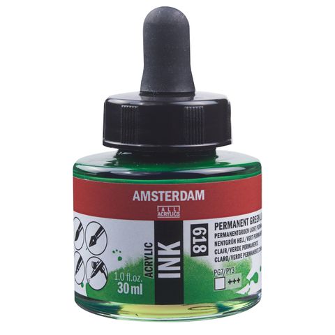 Amsterdam Acrylic Ink 30ml - 618 - Perm Green Lt
