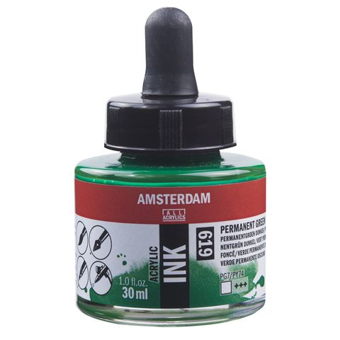 Amsterdam Acrylic Ink 30ml - 619 - Perm Green Dp