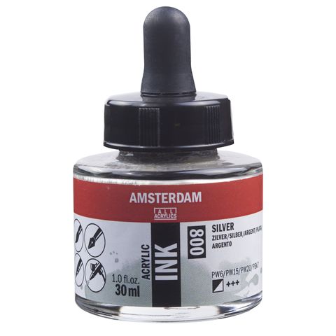 Amsterdam Acrylic Ink 30ml - 800 - Silver