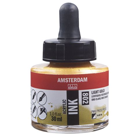 Amsterdam Acrylic Ink 30ml - 802 - Light Gold