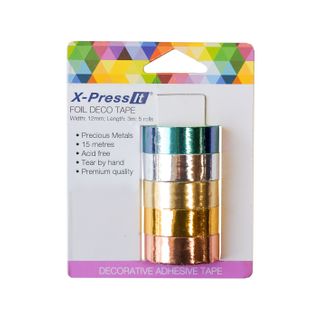 X-Press It Foil Deco Tape Precious Metals 12mm x 3m 5 rolls