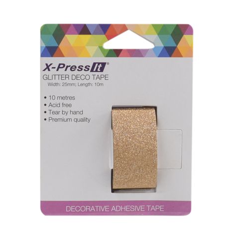X-Press It Glitter Deco Tape 25mm x 10m Copper