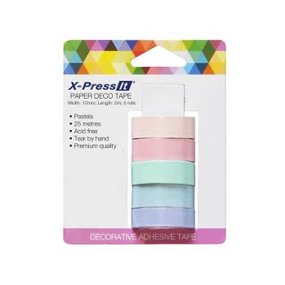 X-Press It Paper Deco Tape Pastels 12mmx5m 5 rolls