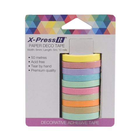 X-Press It Deco Tape Paper 6mm x 5m x 10 rolls